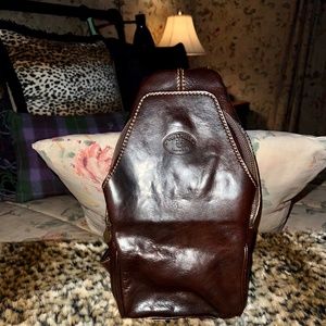 Vera Pelle Sling Bag Dark Mahogany Color Italian Leather Unisex